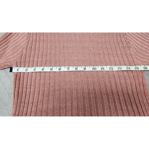 Knits and Bolts Vtg Rose Pink Rib Knit Cropped Short Sleeve Turtleneck Womens Sm - Picture 4 of 7